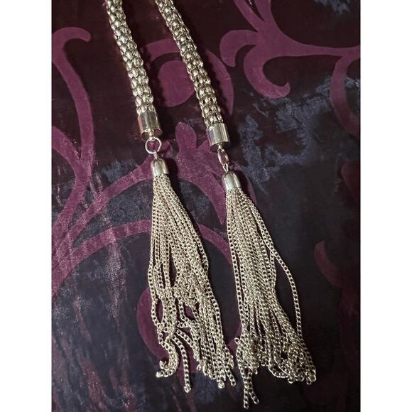 Gold Twisted Rope Tassel Necklace - Picture 3 of 3